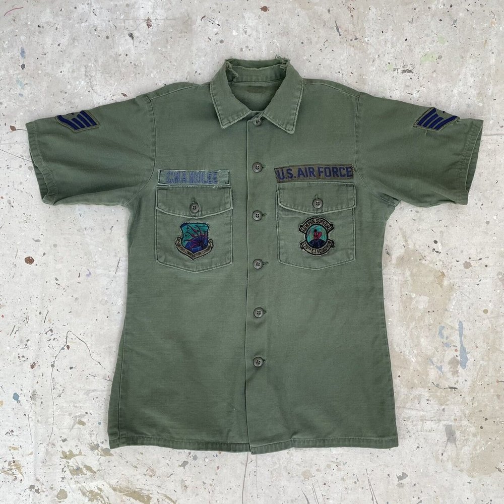 Vintage Vietnam War Era 270th E.I. Squadron USAF Poplin Field Shirt Named Size M - Picture 1 of 4